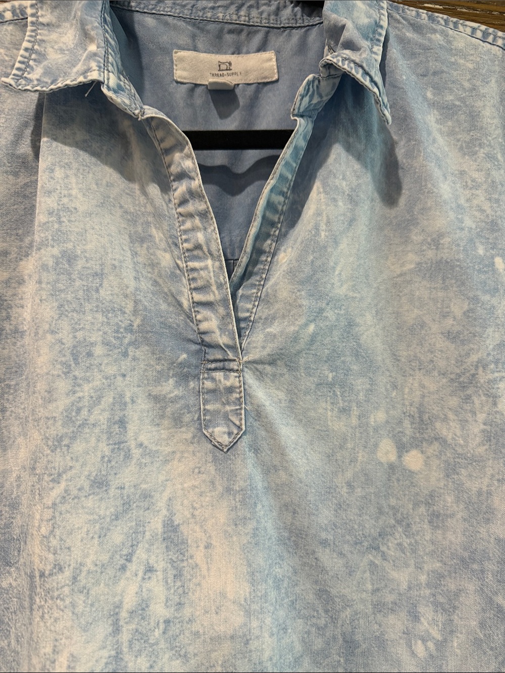 Thread & Supply Pale Blue Chambray acid wash Shirt dress M - Picture 3 of 7